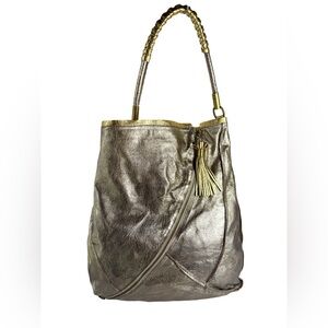 Ellen Tracy Metallic Silver and Gold Shoulder Bag